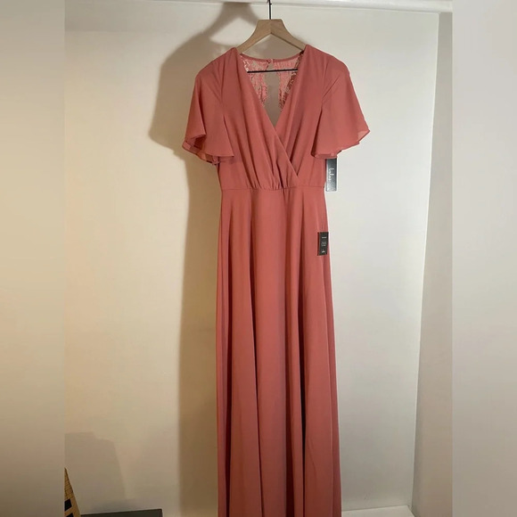 NWT Longing for You Rose Lace Short Flutter Sleeve Maxi Dress Size Medium - Picture 3 of 11